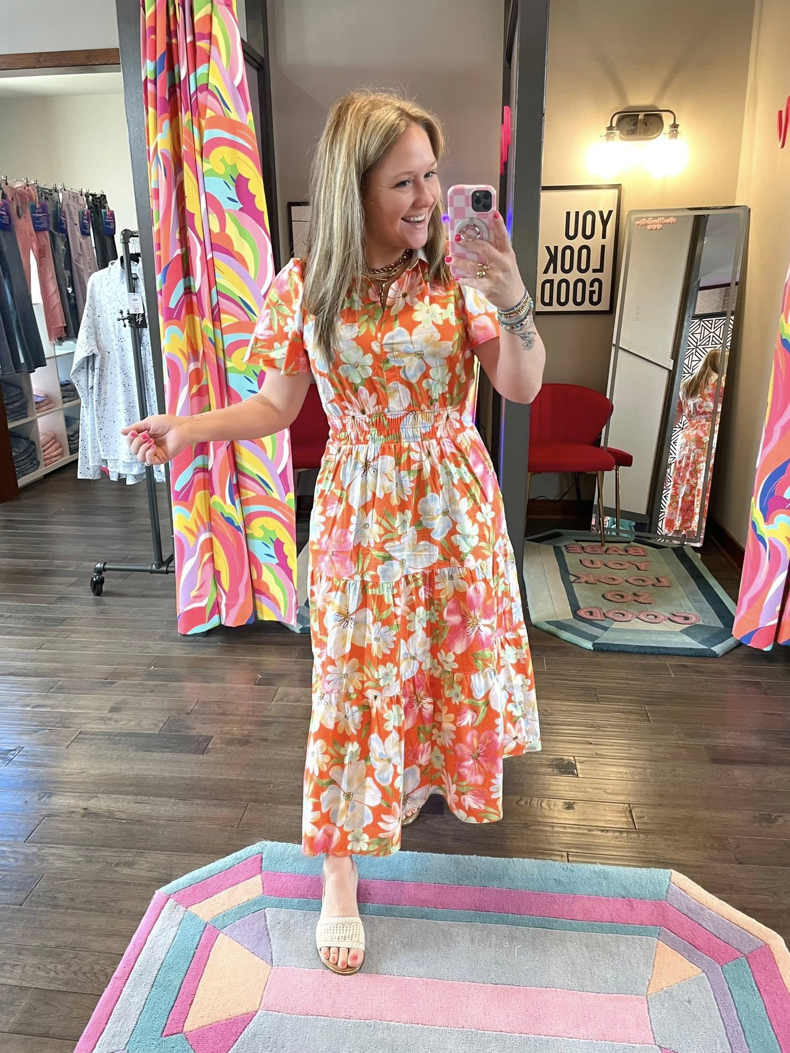 Tangerine Petals Maxi Dress S Tangerine Petals Maxi Dress S
