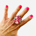 Large Treasure Chest Round Ring in Ultra Pink Hues