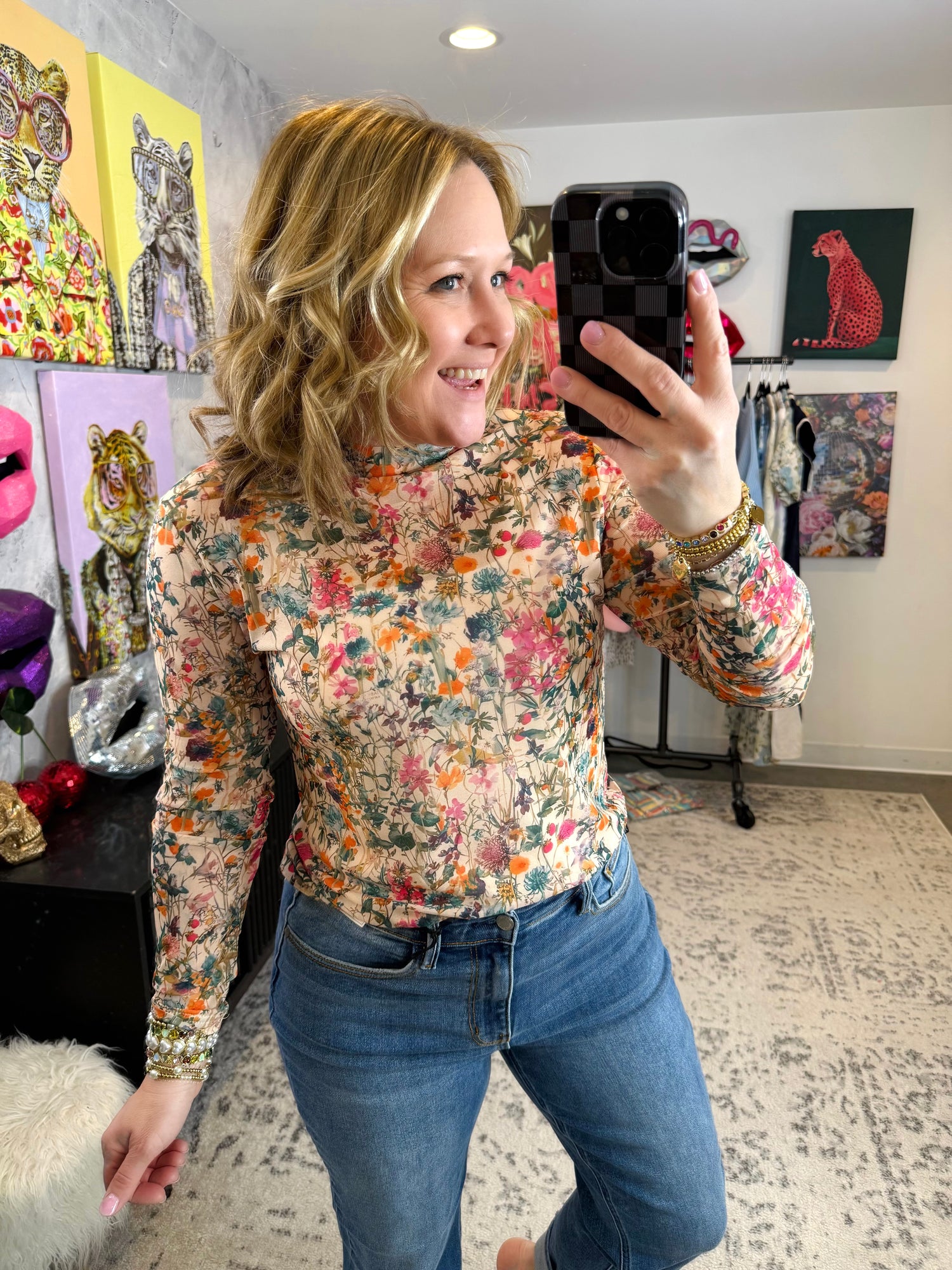 Field of Flowers Mesh Top {S-3X} - KaraMarie