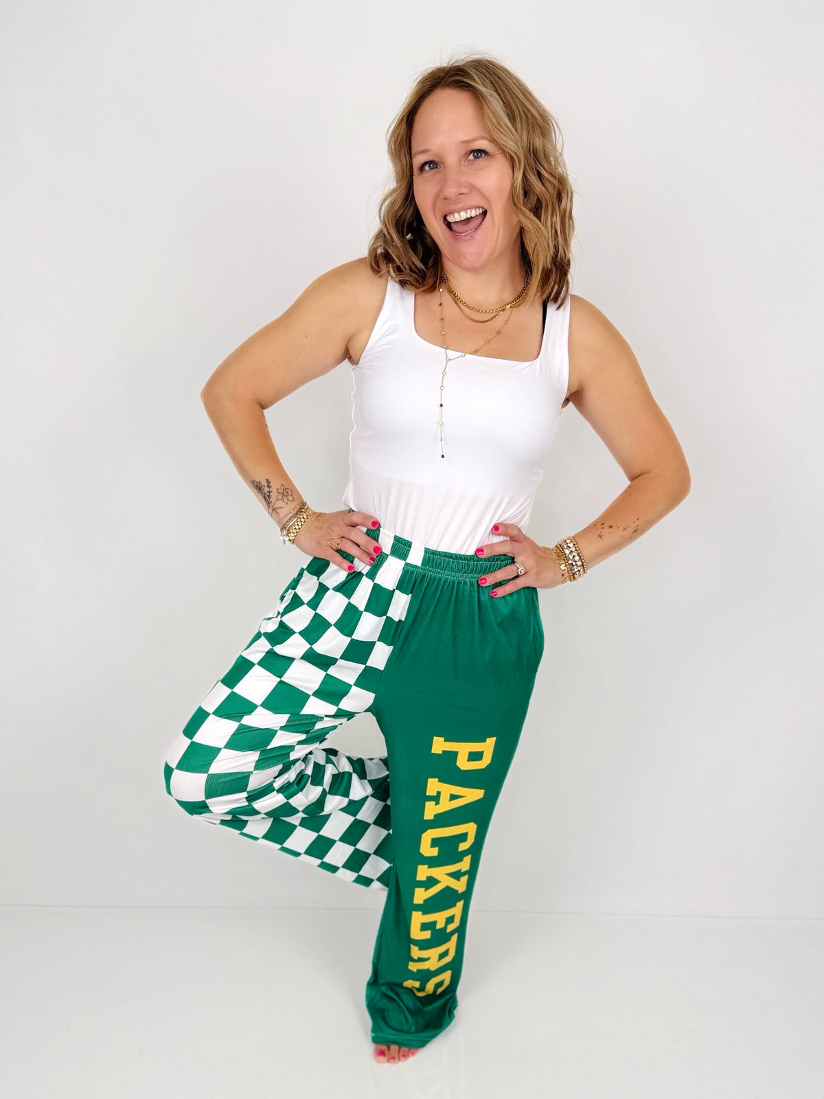 PACKERS Pep Rally Checkered Pants {S-3X}
