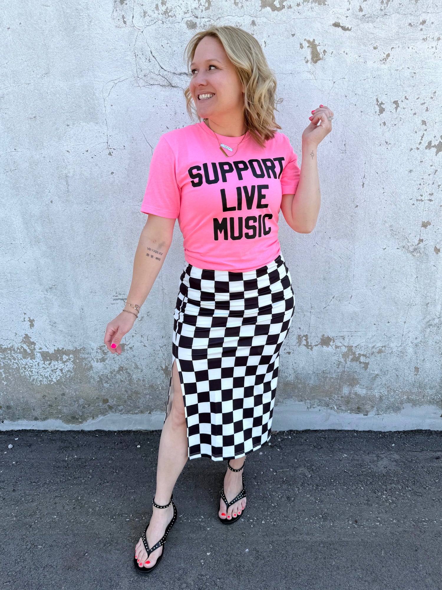 Checkerboard Midi Skirt {S-3X}