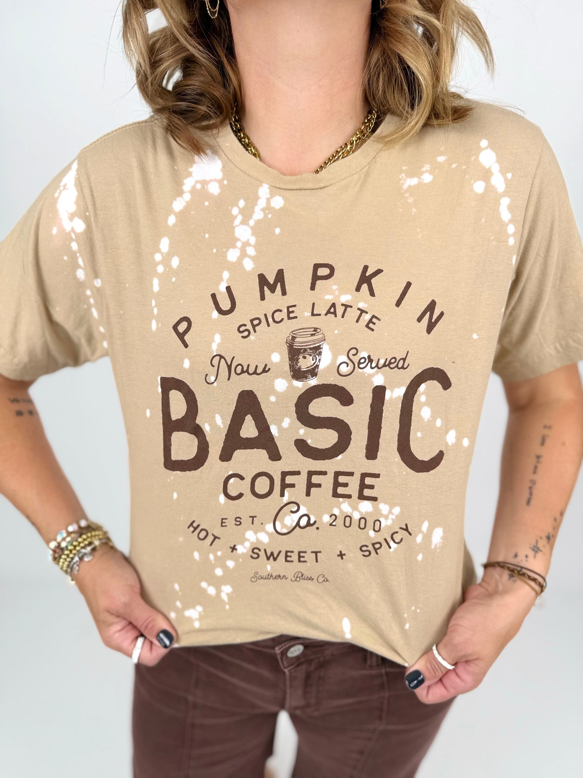 Basic Coffee Co Bleached Tee {S-3X}