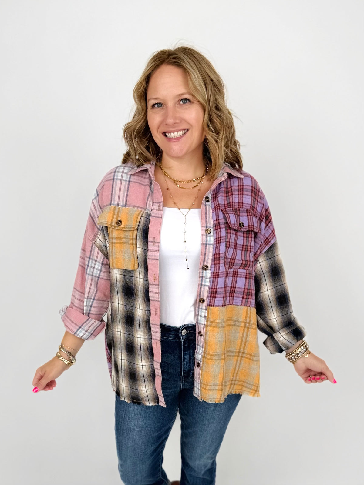 Plaid Mash-Up Flannel {S-3X} - KaraMarie