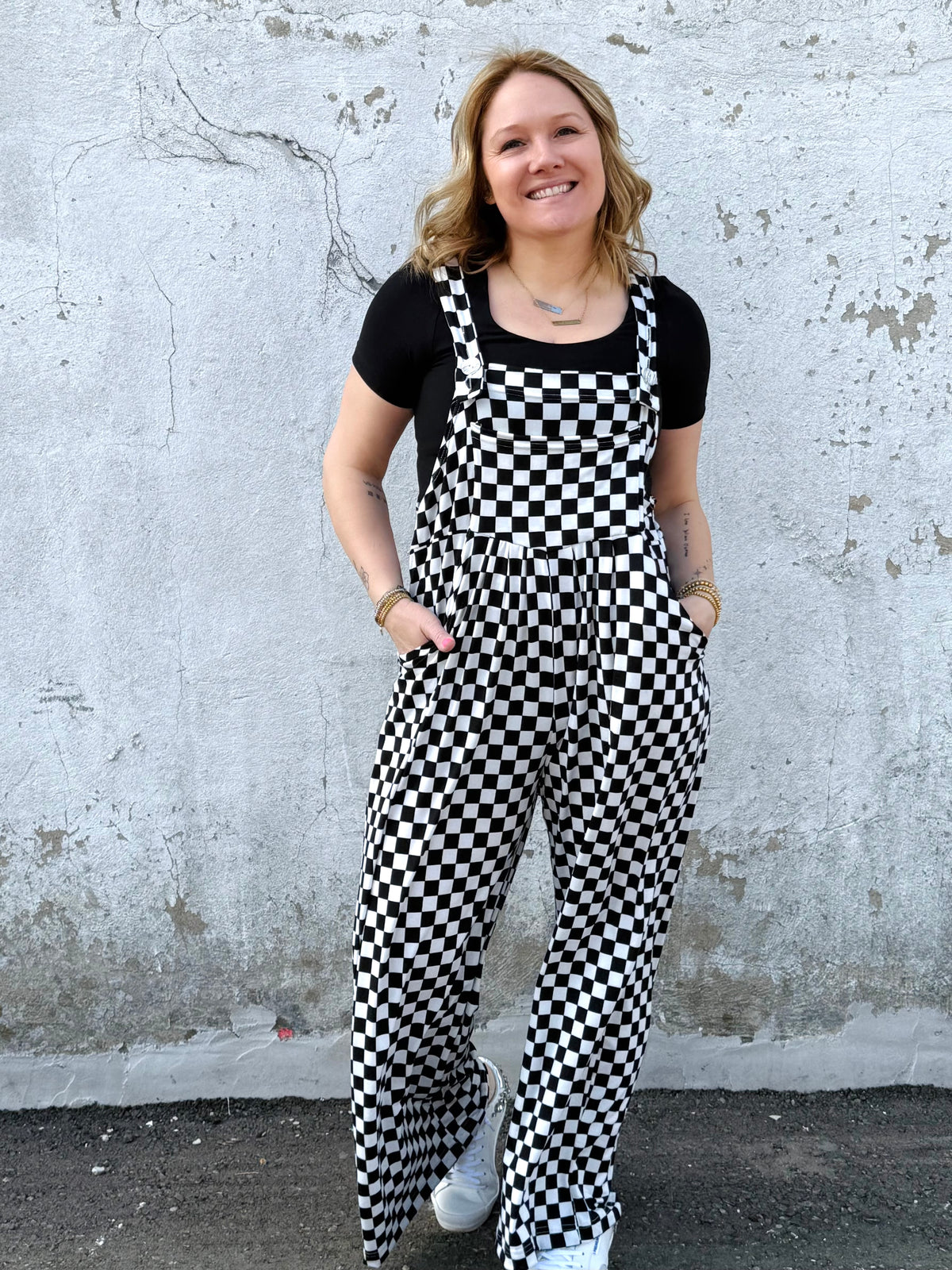 BLAKELEY CHECKERED KARLI BOHO OVERALLS - KaraMarie
