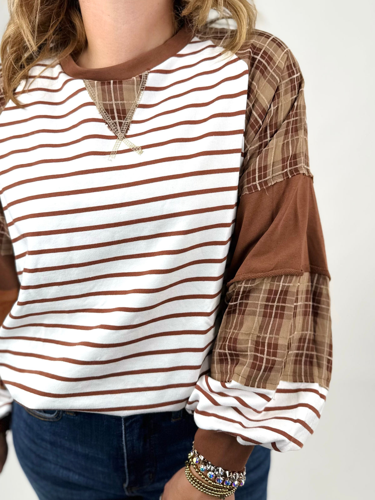 Earthy Plaid Striped Top {S-L} - KaraMarie
