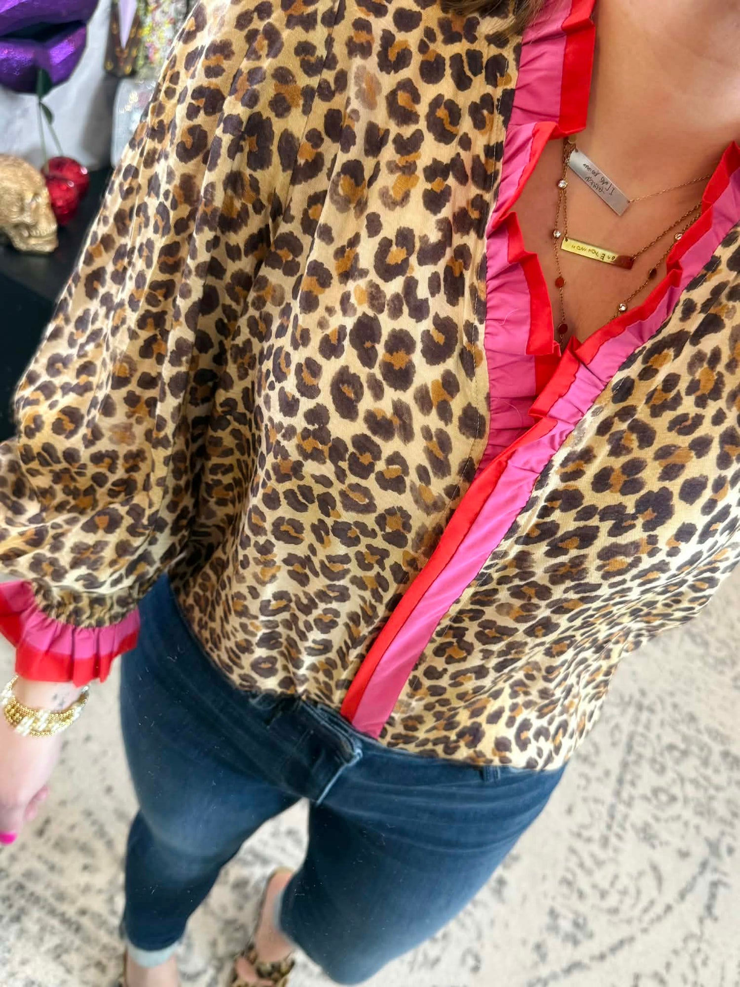 Siren Safari Wavy Trim Blouse Top {S-XL} - KaraMarie