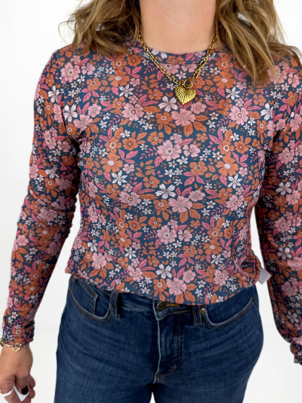 BLAKELEY Dress It Up Mesh Tops - Pink Floral {S/M-2X}