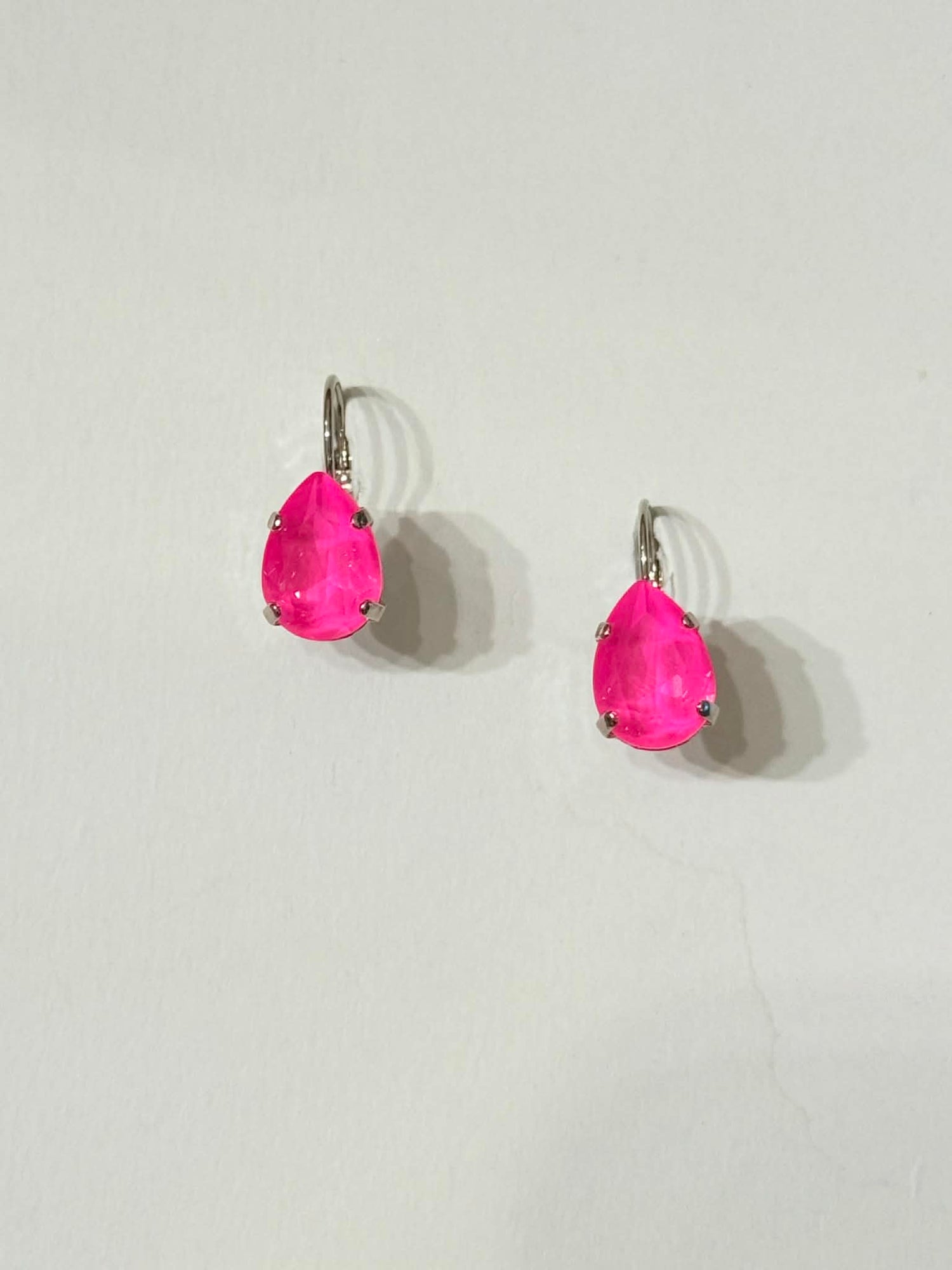 Small Teardrop Earrings in Electric Pink DeLite