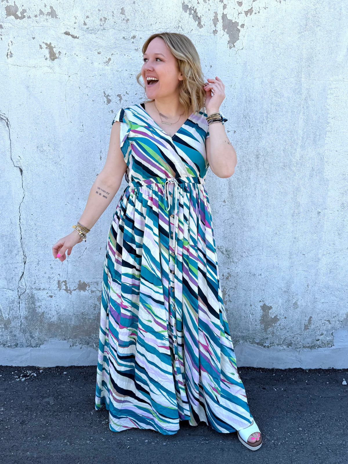Slanted Symphony Dress in Teal {S-L} - KaraMarie