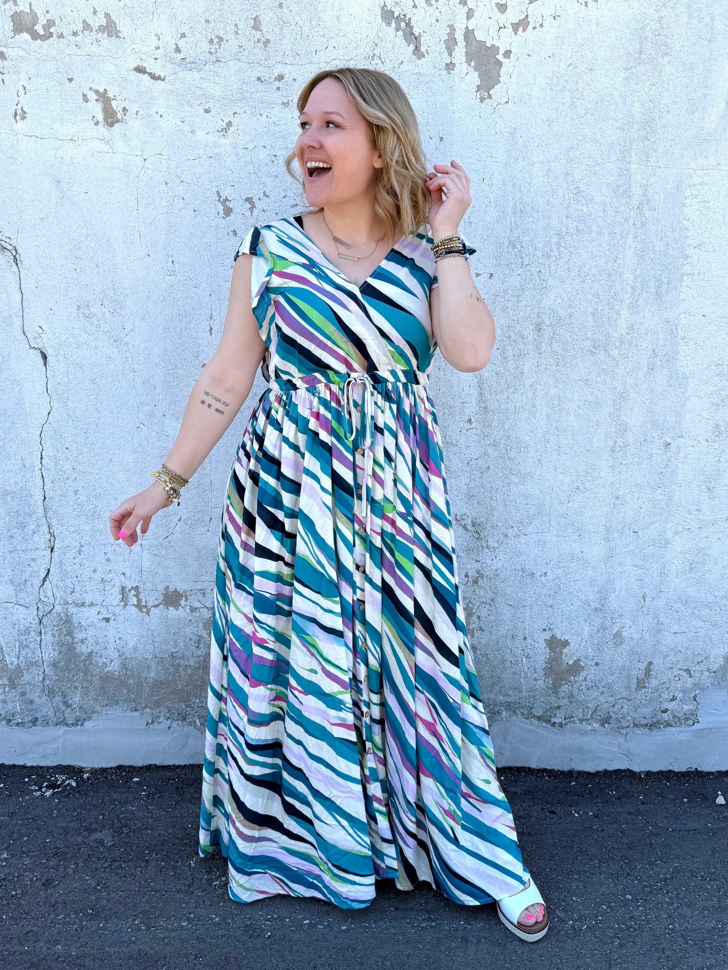 Slanted Symphony Dress in Teal {S-L} - KaraMarie