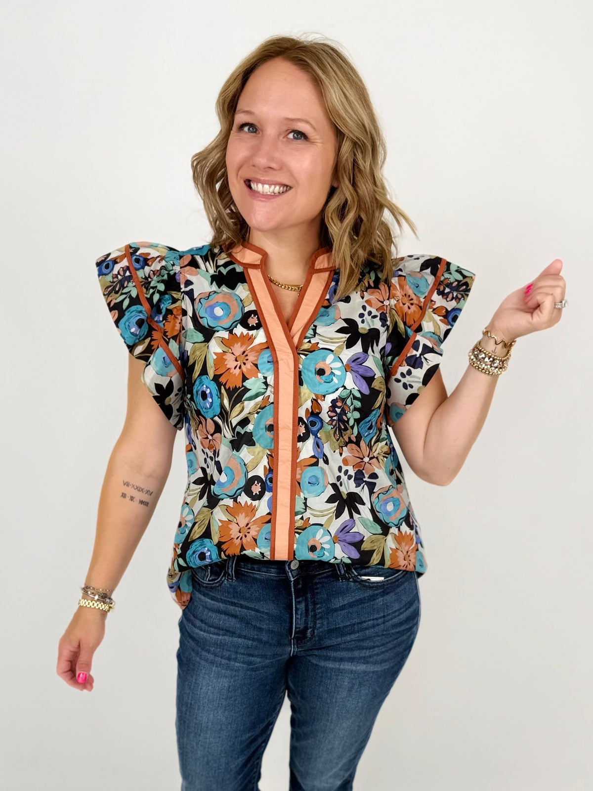 Cinnamon Bloom Blouse {S-L} - KaraMarie