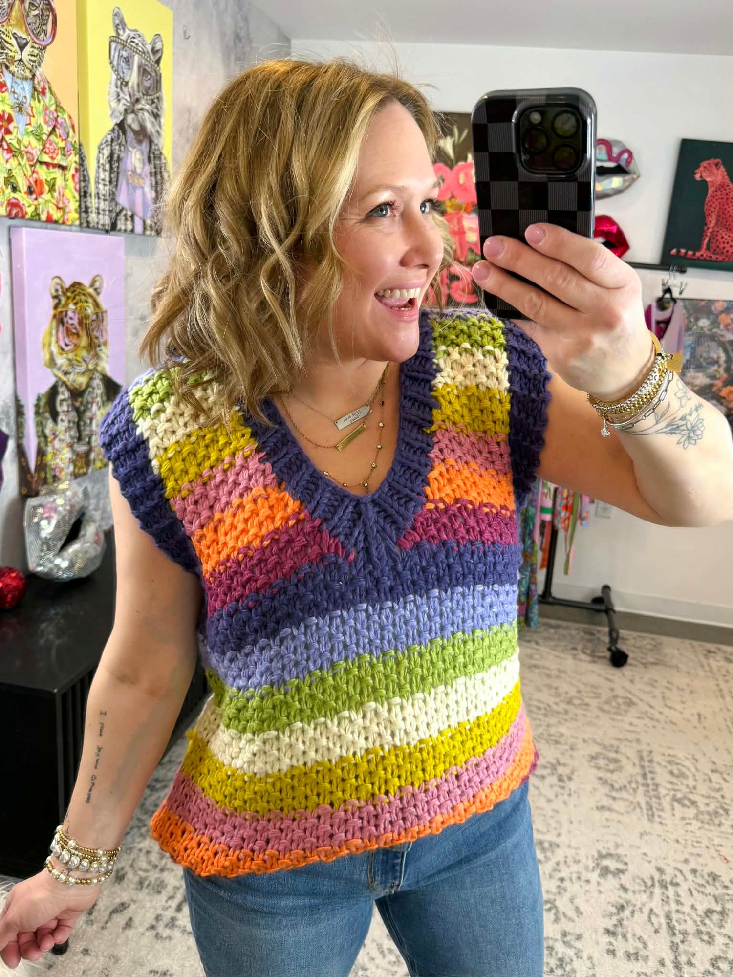 Blakeley Charlotte Sweater Vest - Purple Rainbow {XS-PLUS} - KaraMarie