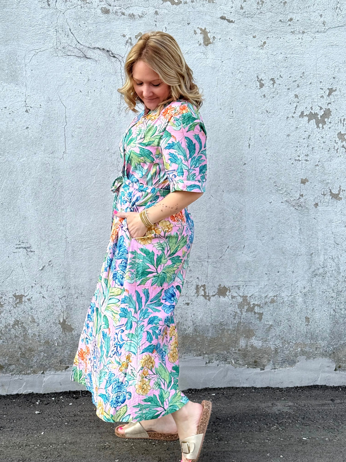Chic Bloom Shirt Dress - Pink {S-L} - KaraMarie