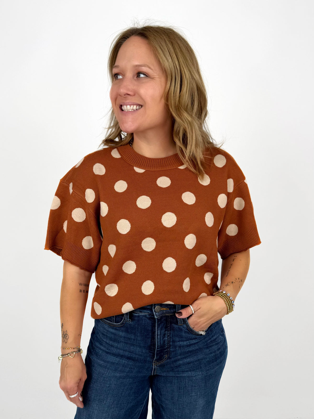 Cozy Polka Sweater Top - Toffee {S-L}