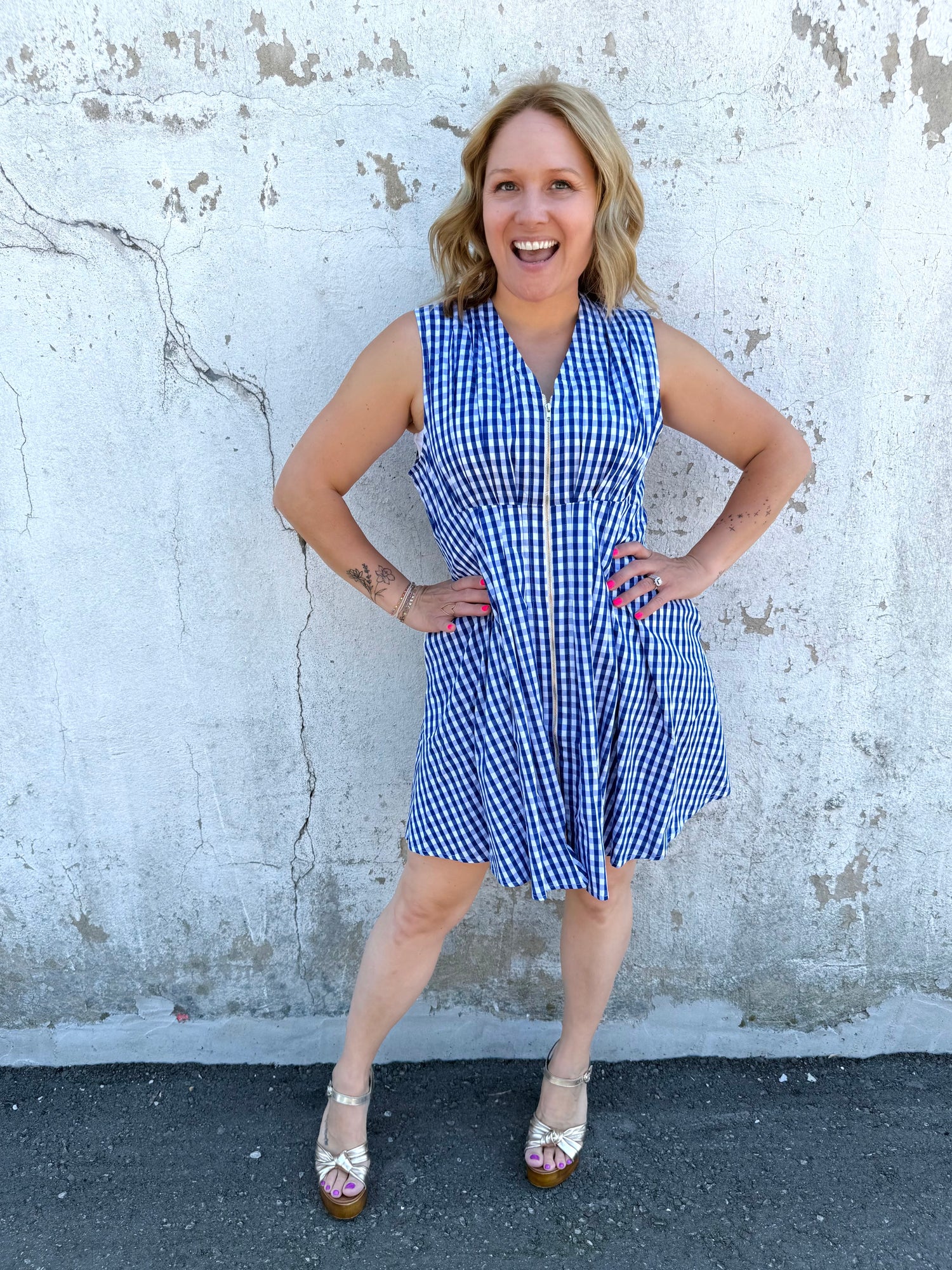 Fresh Check Zip Dress {S-L}