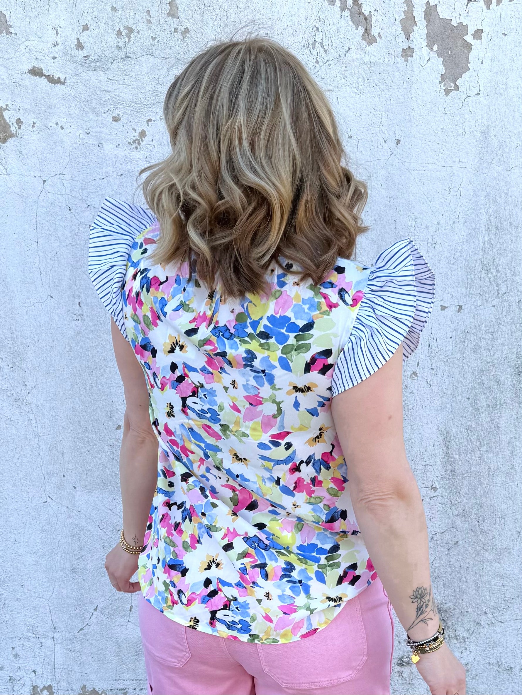 Garden Party Ruffle Sleeve Top in Hot Pink {S-L} - KaraMarie
