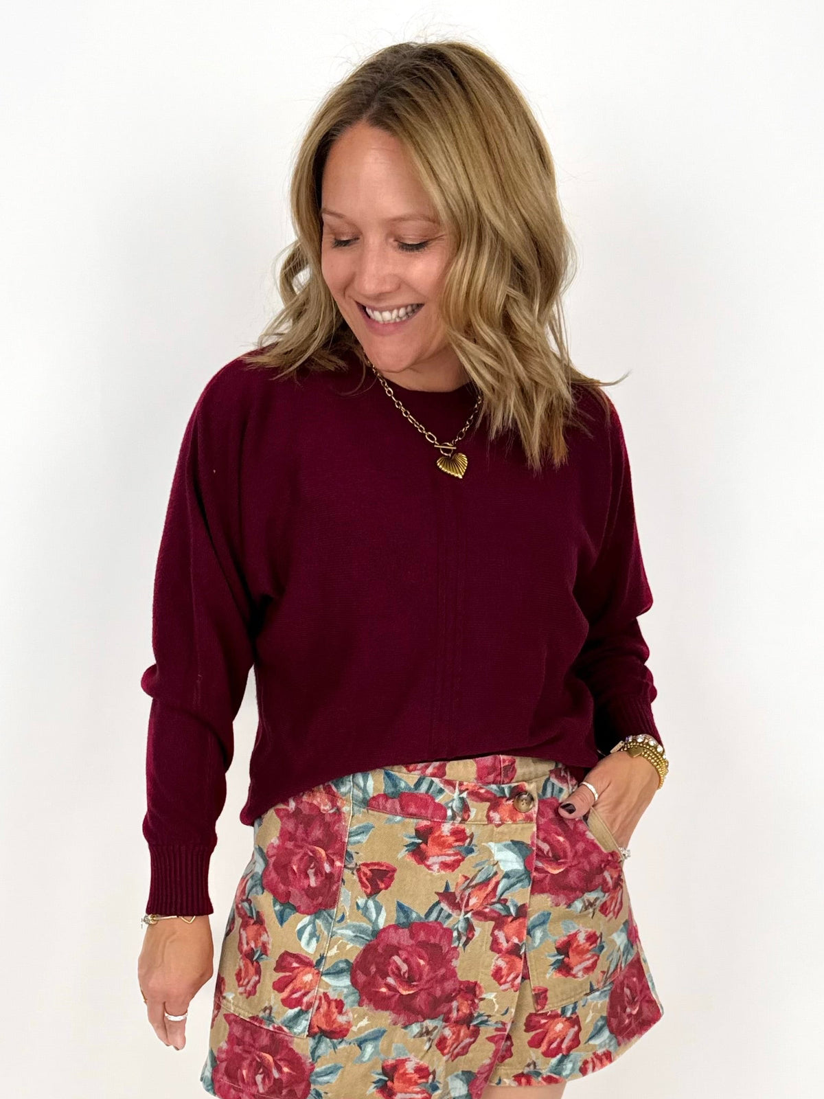 The Seamline Sweater - Burgundy {S-3X}