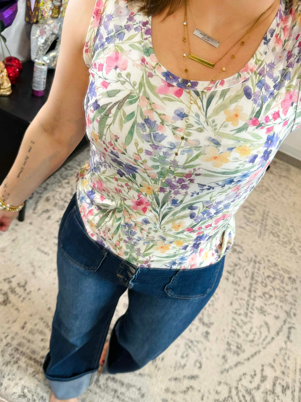 PREORDER :: MM Ava Tank - Cottage Floral {XS-3X} - KaraMarie