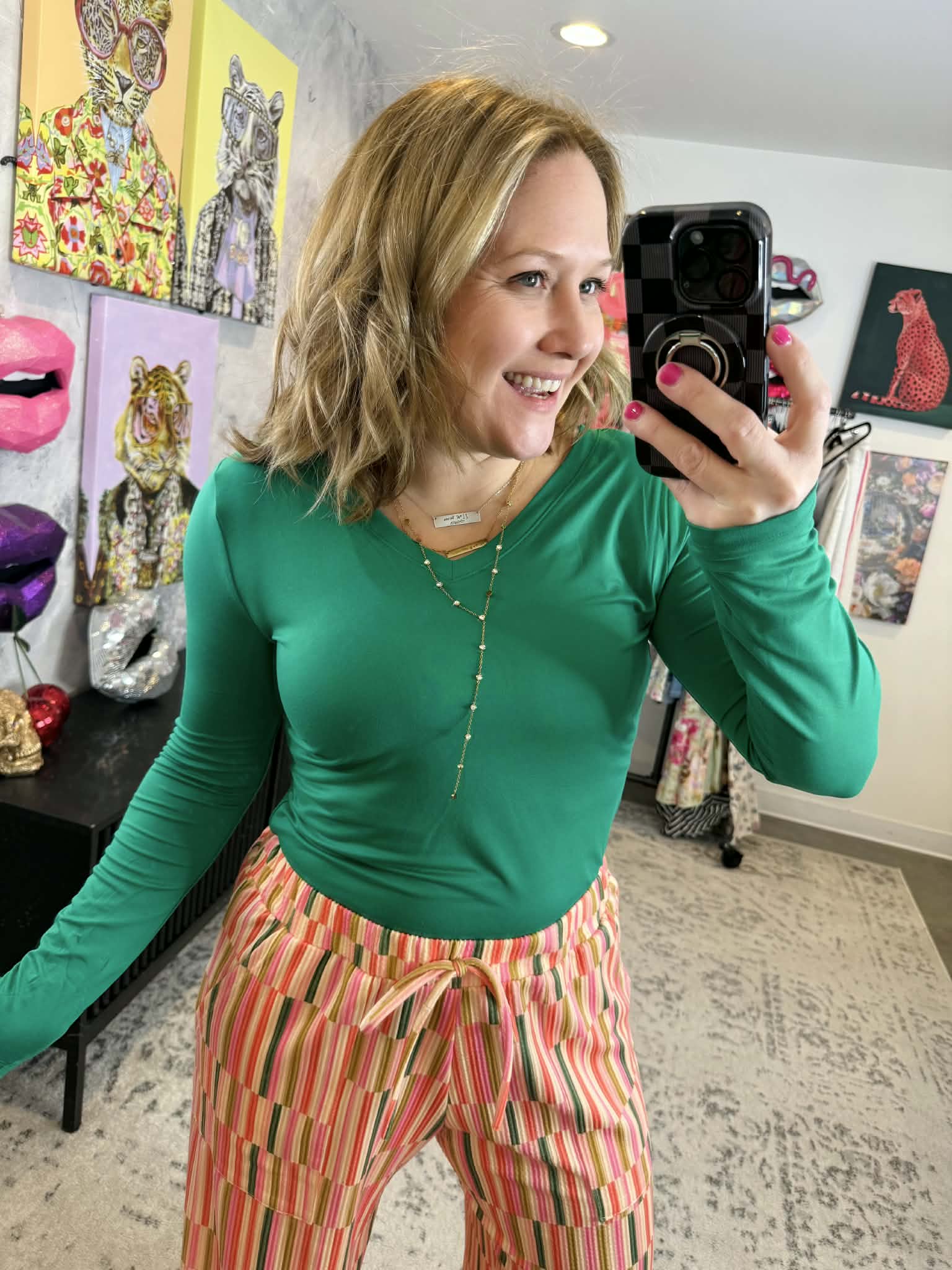 Soft Touch V-Neck Top - Kelly Green {S-3X} - KaraMarie