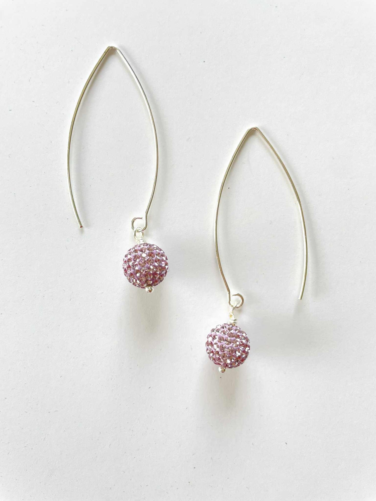Disco Pave Ball Drop Earrings in Light Amethyst