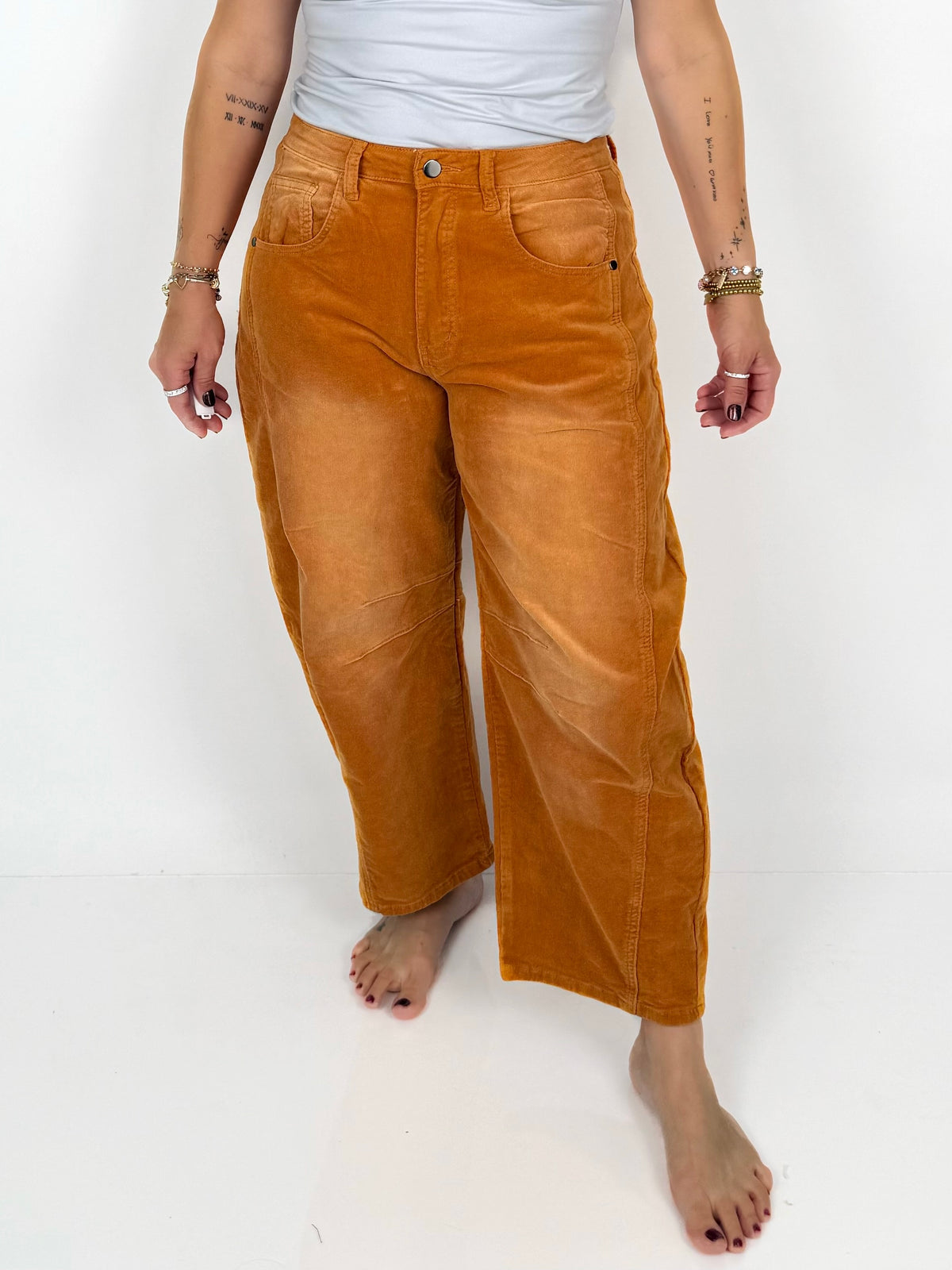 Modern Corduroy Crop Barrel Pants - Amber {S-L}