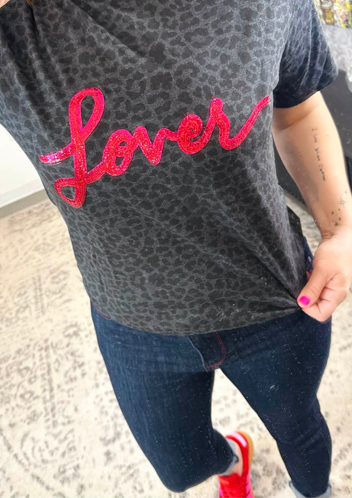Sequin Lover Leopard Graphic Tee {S-3X} - KaraMarie