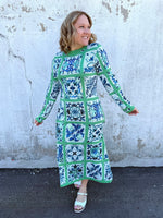 Queen of Sparkles :: Green & Blue Italian Tile Midi Dress {S-XL} - KaraMarie