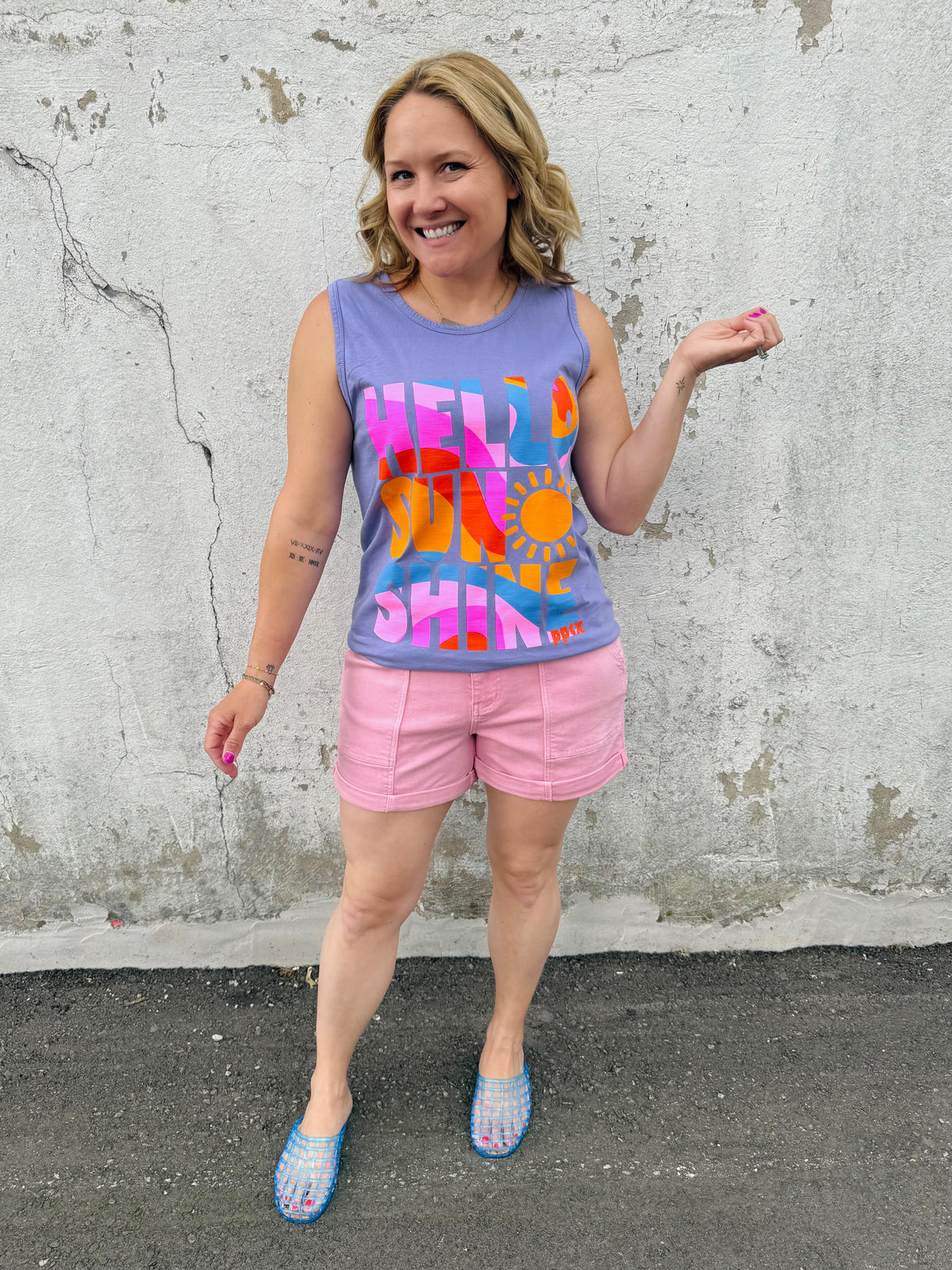 Hello Sunshine Tank {S-3X} - KaraMarie