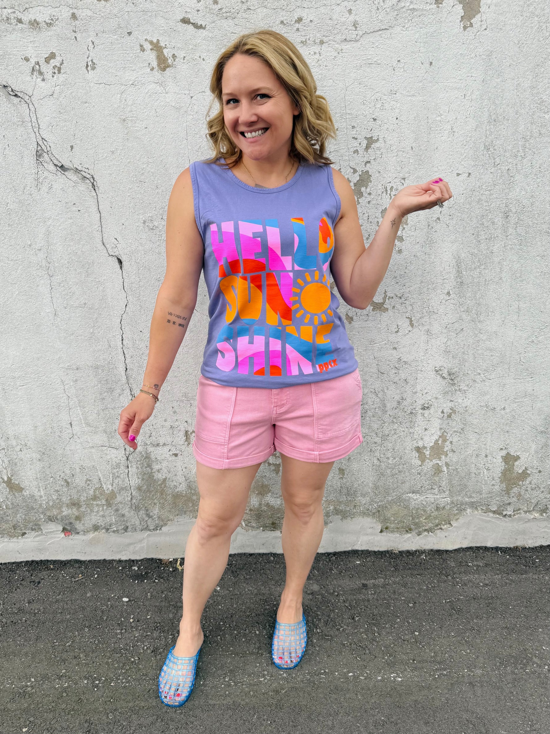 Hello Sunshine Tank {S-3X} - KaraMarie