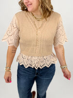 Eyelet Edge Cable Knit Top {S-XL} - KaraMarie