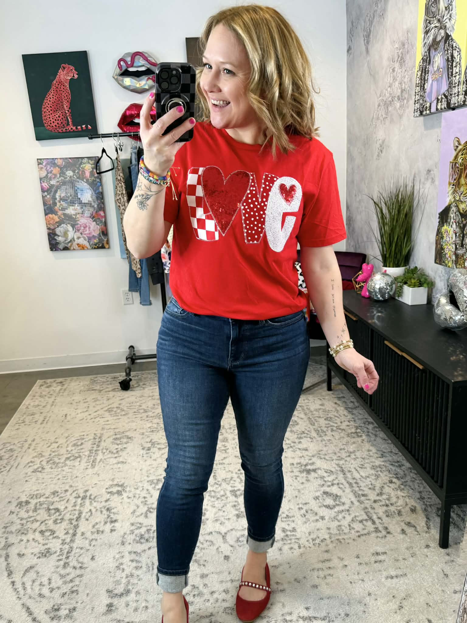 LOVE Heart Sequin Tee {S-3X} - KaraMarie