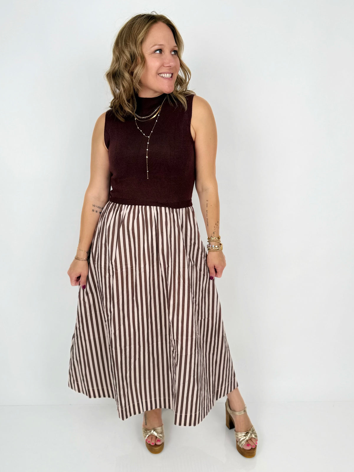 Sleek Striped Sleeveless Dress {S-L}