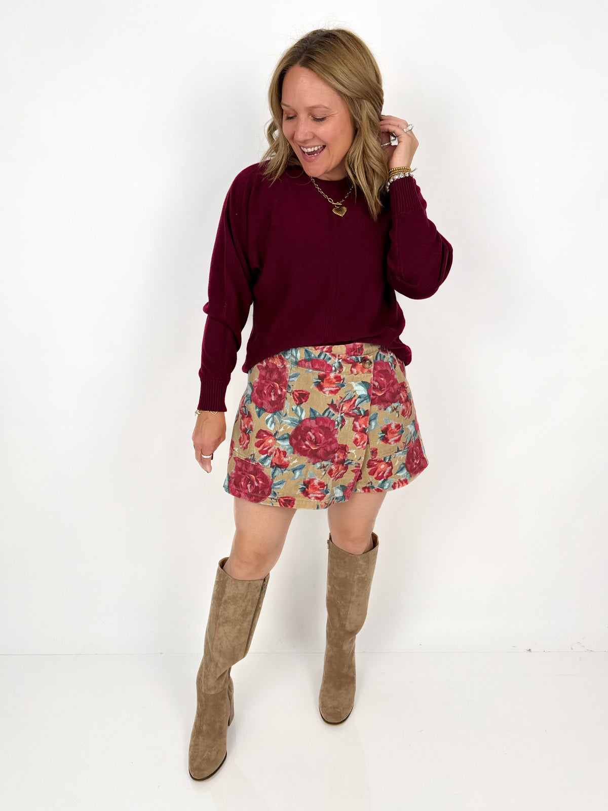 The Seamline Sweater - Burgundy {S-3X}