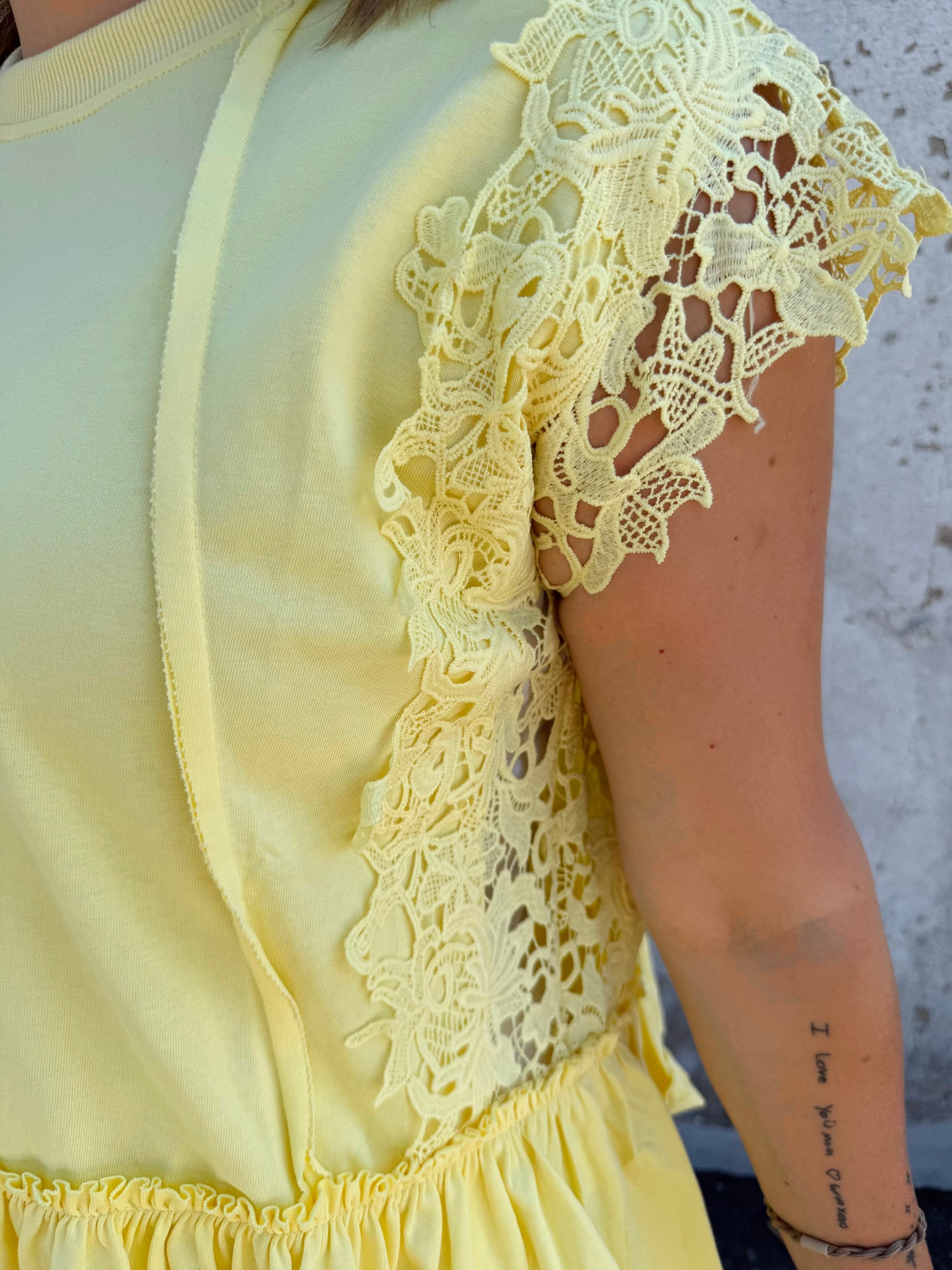 Lace Haven Peplum Top - Yellow {S-XL} - KaraMarie