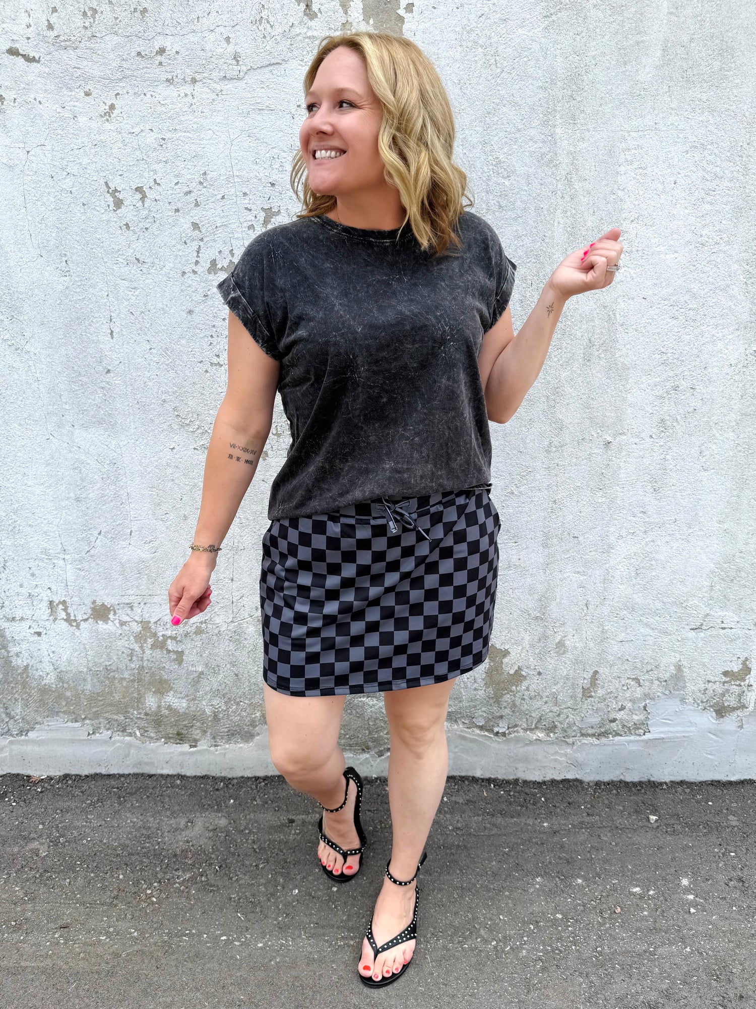 Check Back Skort {S-3X} - KaraMarie