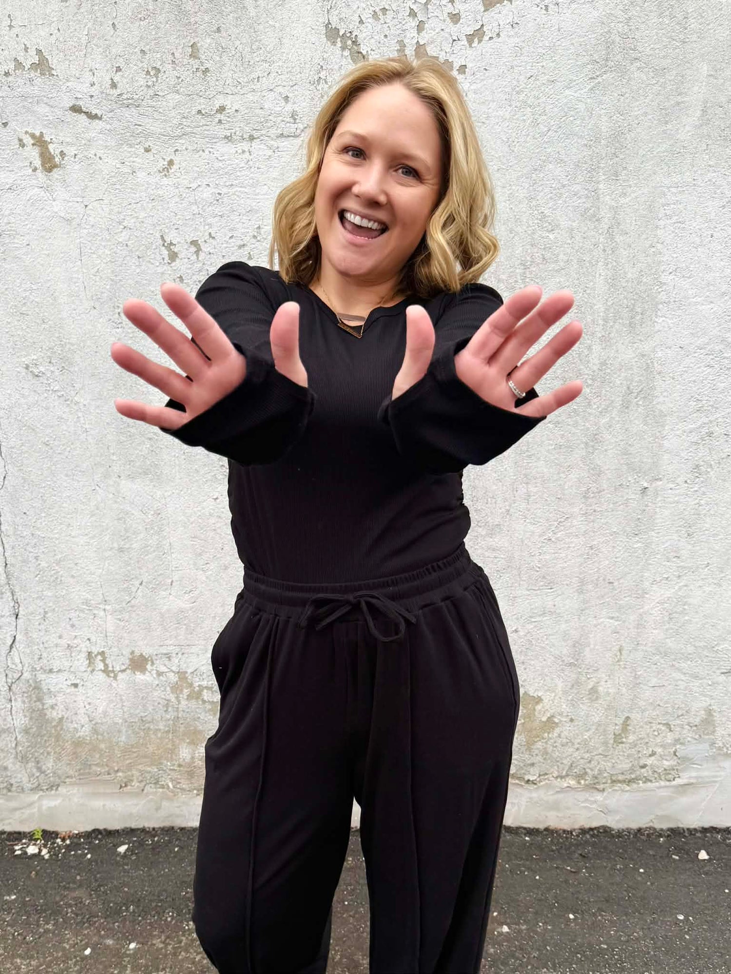 Blakeley Sunday Ribbed Lounge Set - Black {XS-3X}