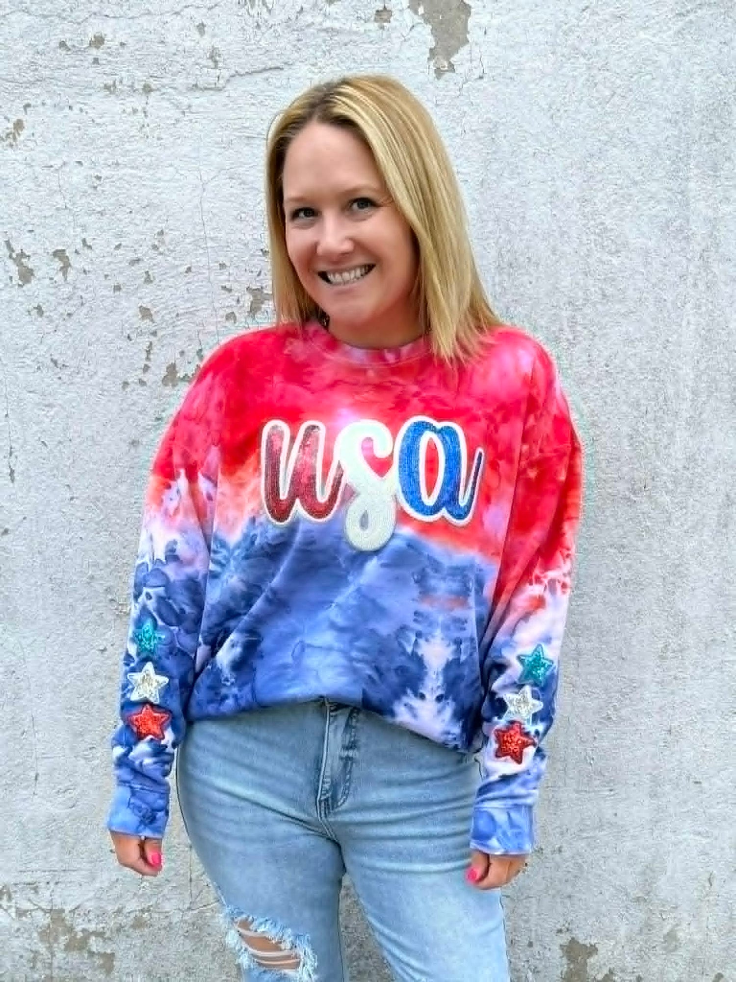 Custom Ice Dyed USA Sweatshirts {S-2X} - KaraMarie