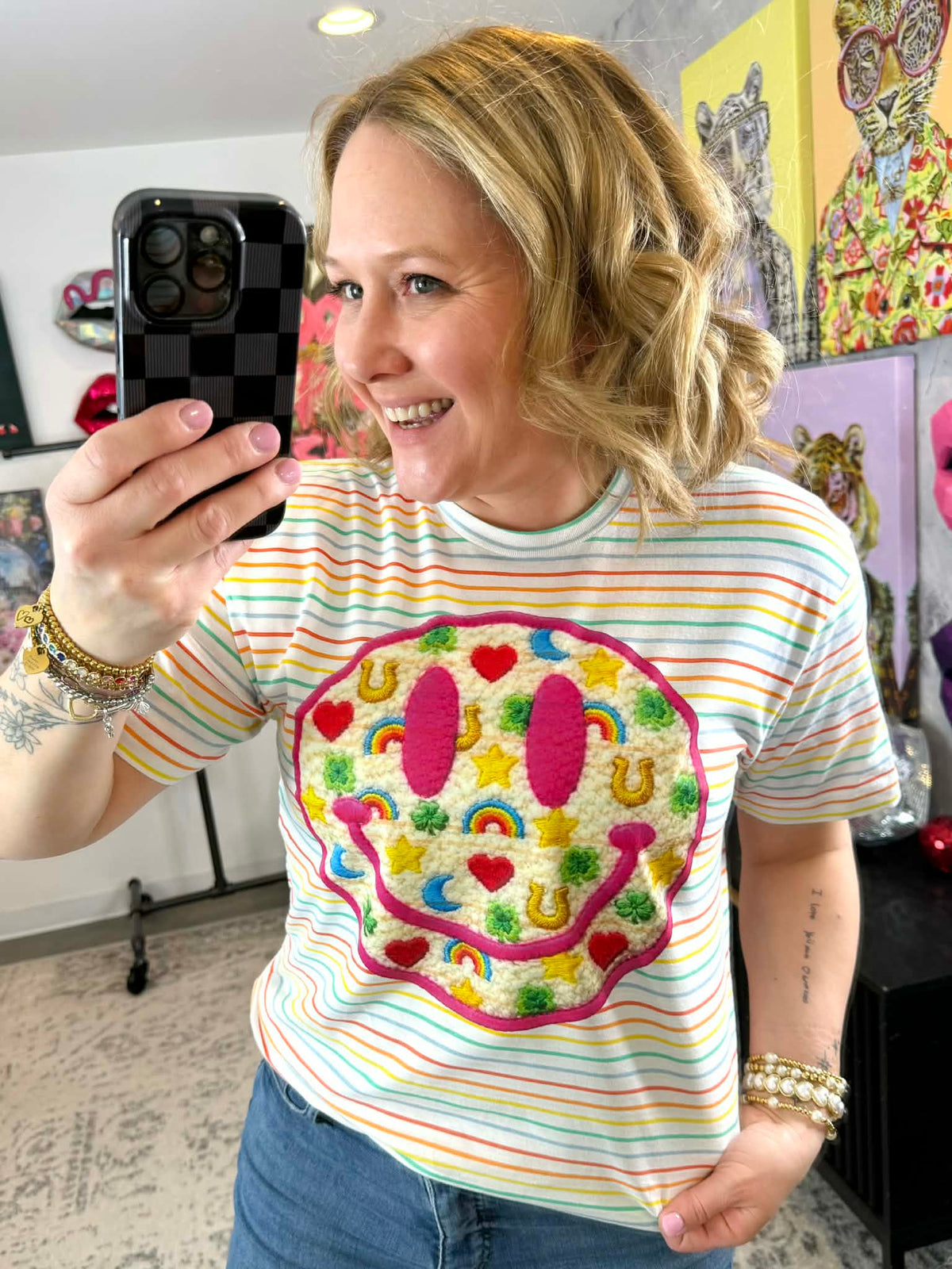 Lucky Charm Smiley Graphic Tee {Custom Order!} - KaraMarie