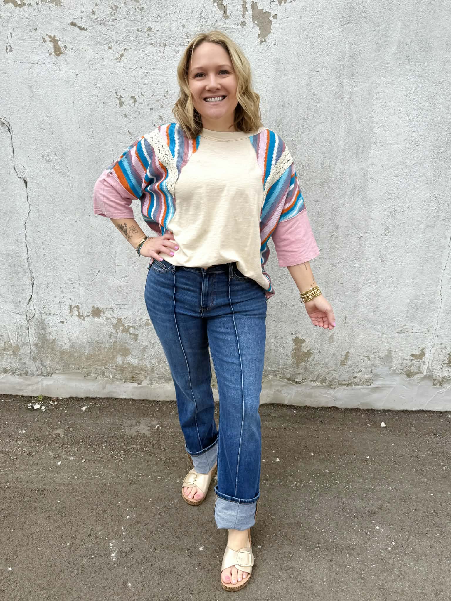 Happy Threads Top in Natural {S-L} - KaraMarie