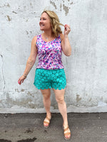 MM Luxe Crew Tank - Purple Floral Abstract {S-1X} - KaraMarie