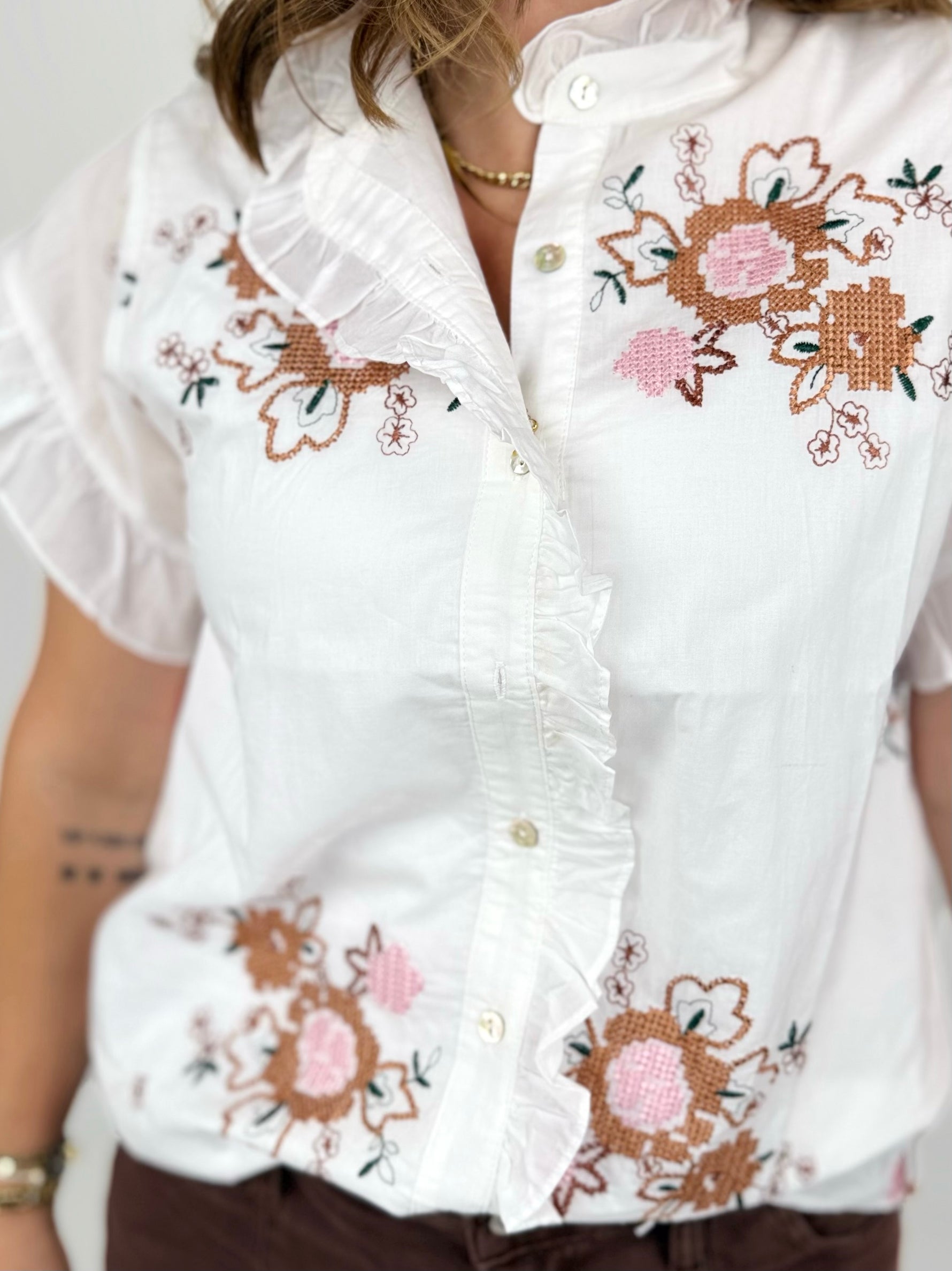 Bloom Stitch Blouse {S-L} - KaraMarie