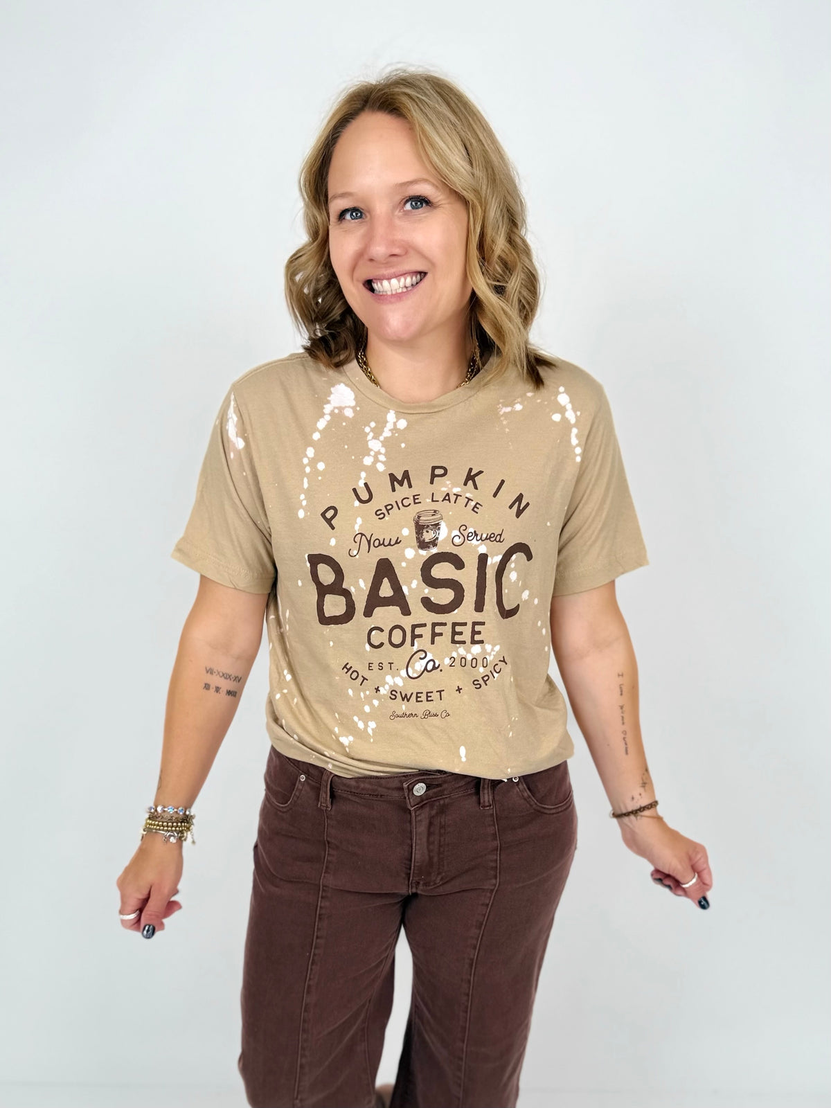 Basic Coffee Co Bleached Tee {S-3X}
