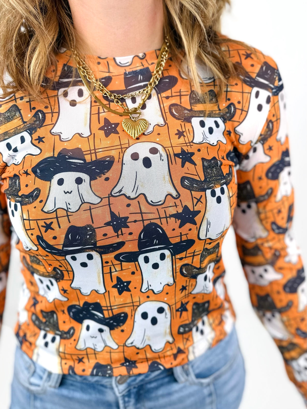 BLAKELEY Dress It Up Mesh Tops - Cowboy Ghost {S/M-2X}