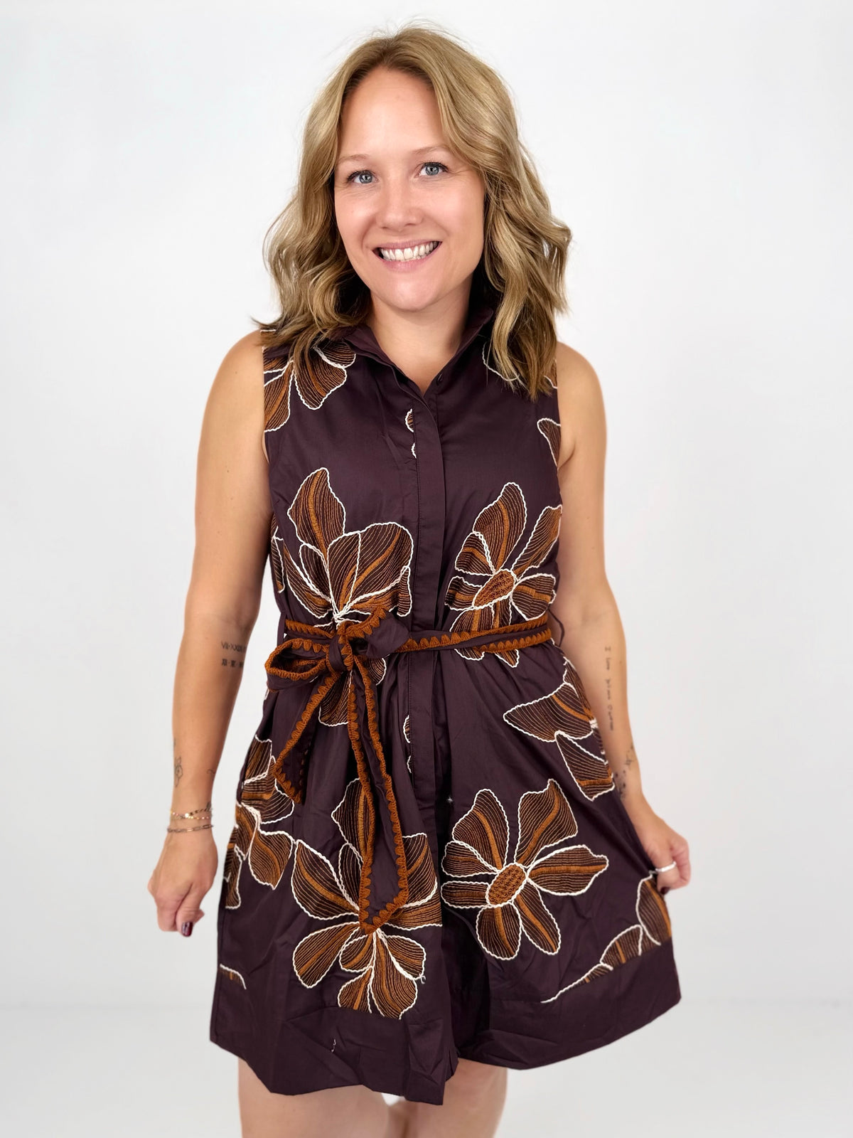 Cocoa Blossom Mini Dress {S-L} - KaraMarie