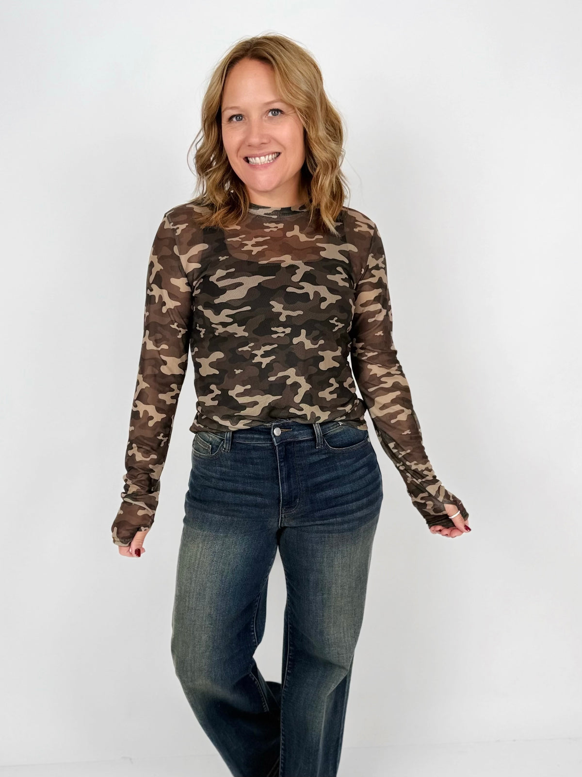 Blakeley Camo Mesh Top {S/M-2X}