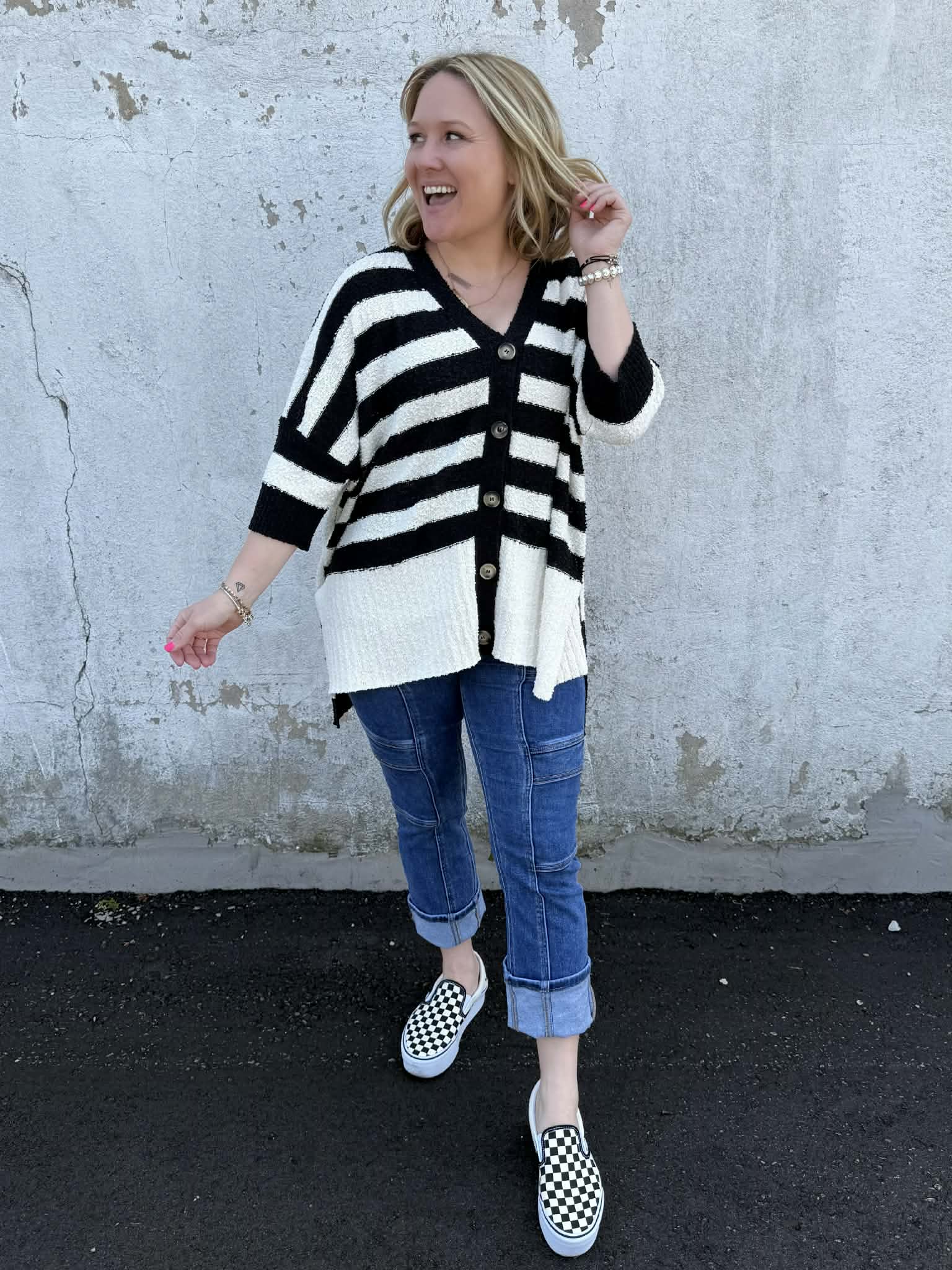 Layered Comfort Buttoned Cardigan in Black {S-L} - KaraMarie