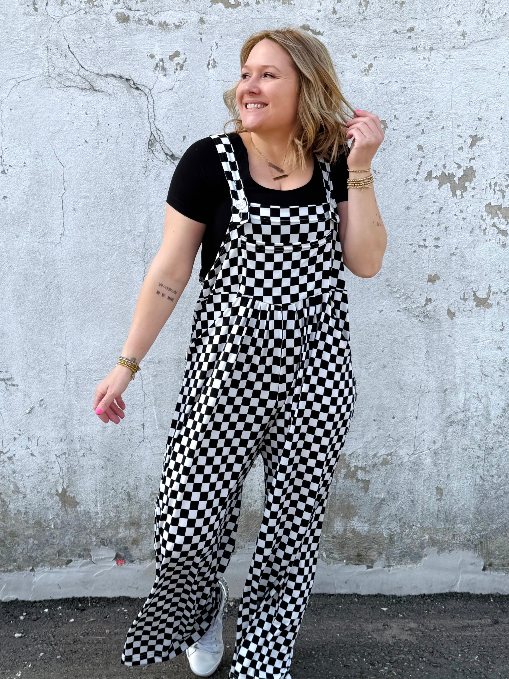 BLAKELEY CHECKERED KARLI BOHO OVERALLS - KaraMarie
