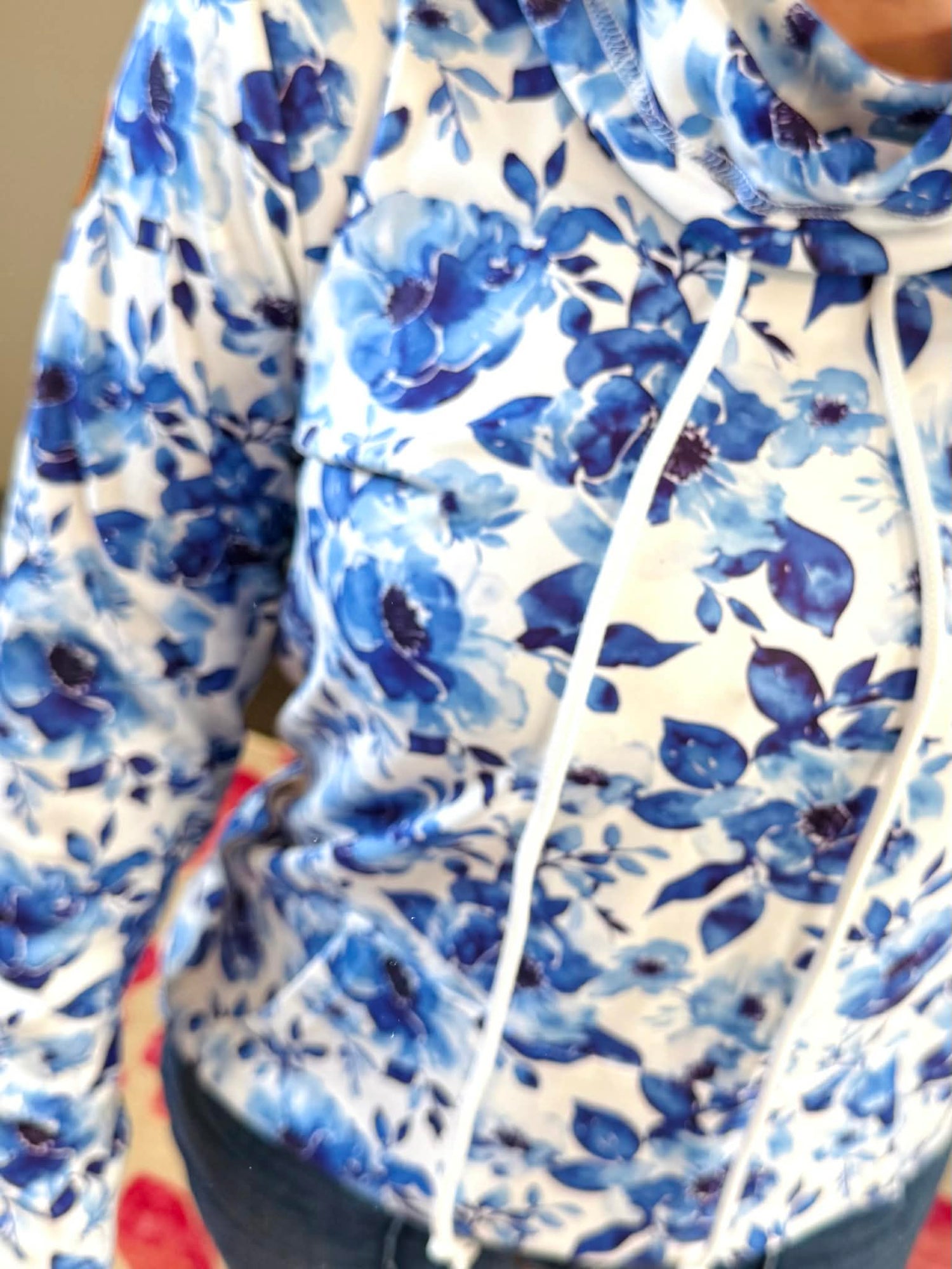 MM Soft Funnel Neck - Sapphire Floral {S-3X} - KaraMarie