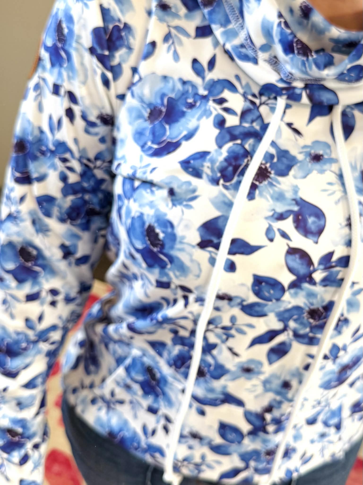 MM Soft Funnel Neck - Sapphire Floral {S-3X} - KaraMarie