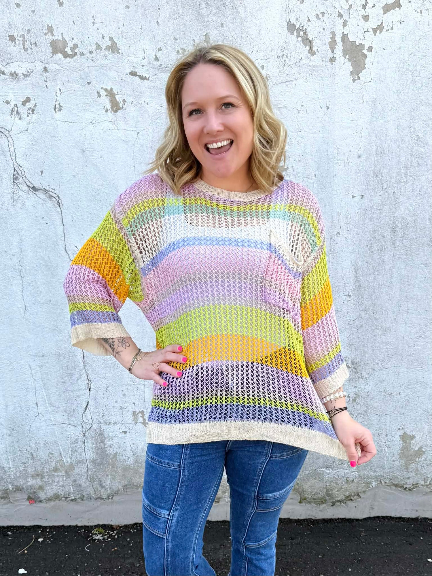 Rainbow Mirage Mesh Sweater in Lilac {S-L}